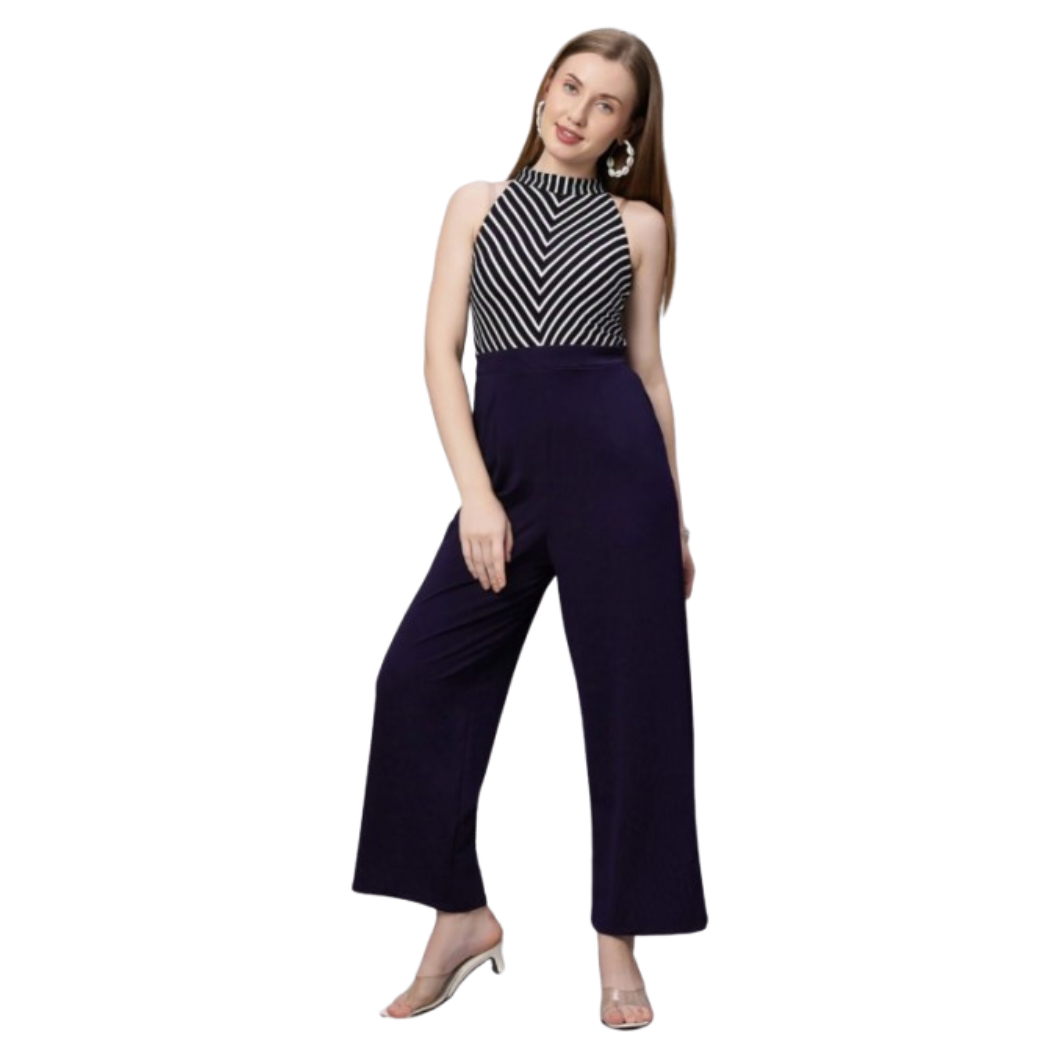 Women's Striped Halter Neck Jumpsuit - Image 2