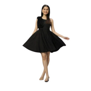 Elegant One-Shoulder Fit & Flare Dress for Women – Partywear | A-Line Knee Length