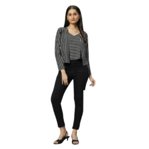 Clothing Topwear Black & White Stripe Short Shrug